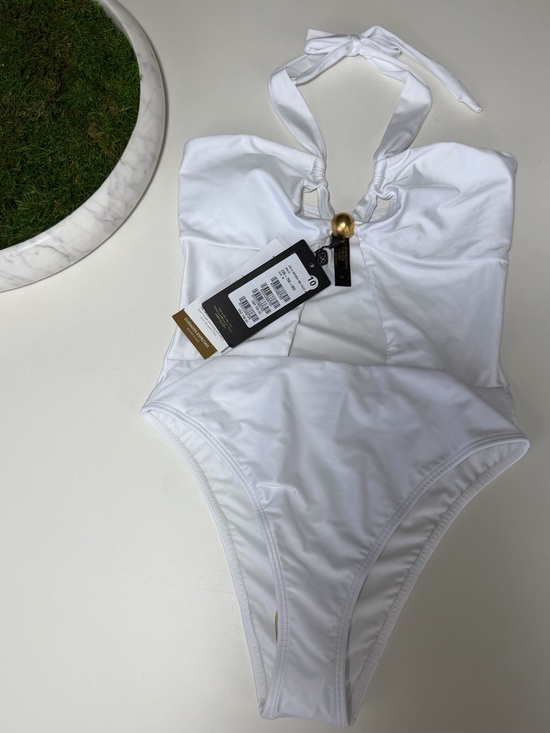 Vix Paula Hermanny Other - ViX Paula Hermanny Solid Brenda One Piece Swimsuit White - Gold Bead - Women’s M